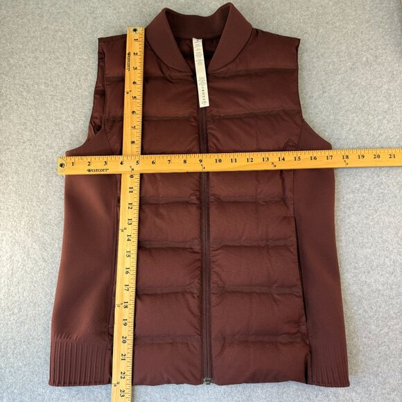 Lululemon Womens Size 8 Puffer Vest Dark Cedar Brown Nylon Goose Down & Around‎ - Picture 2 of 15